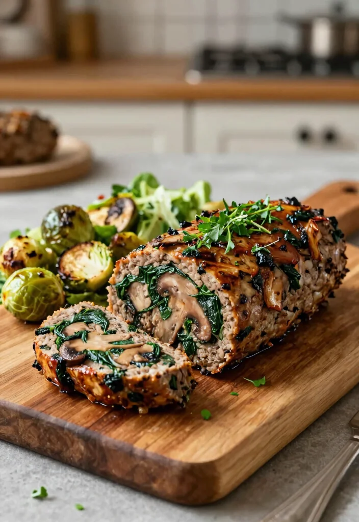 10 Best Keto Meatloaf Recipes for Easy Comforting Dinners - 6. Mushroom and Spinach Meatloaf