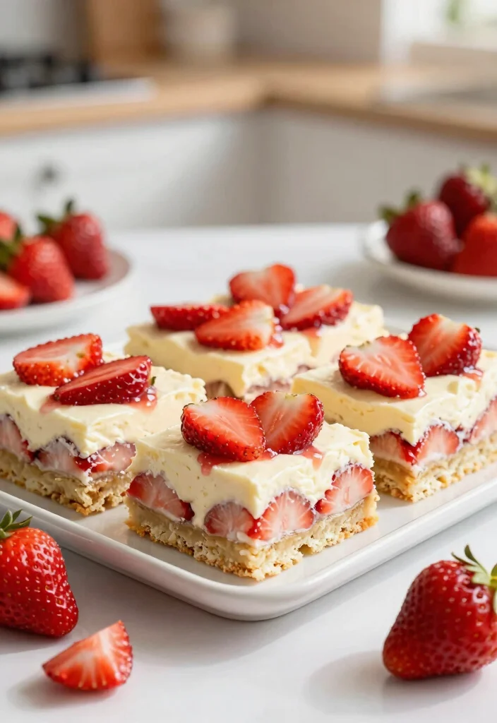 10 Keto Strawberry Recipes for Fresh Light Low-Carb Treats - 6. Strawberry Cream Cheese Bars