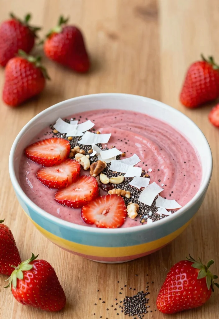 10 Keto Strawberry Recipes for Fresh Light Low-Carb Treats - 7. Strawberry Smoothie Bowl