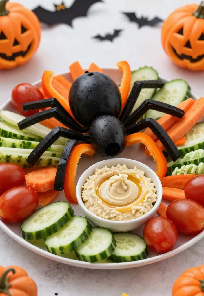 10 Vegan Halloween Recipes for Fun Spooky Plant-Based Treats - 3. Spider Veggie Platter
