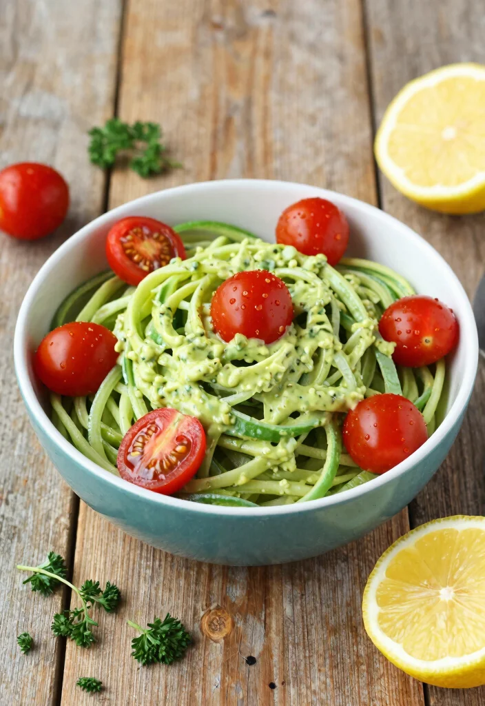10 Whole30 Vegan Recipes for Clean Simple Plant-Based Eating - 2. Creamy Avocado Zoodle Salad