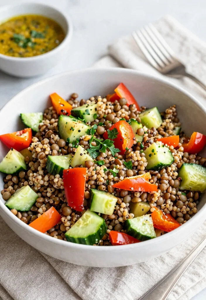 12 Easter Dinner Recipes for Fresh Festive Holiday Meals - 10. Lentil and Quinoa Salad (Vegan, Gluten-Free)