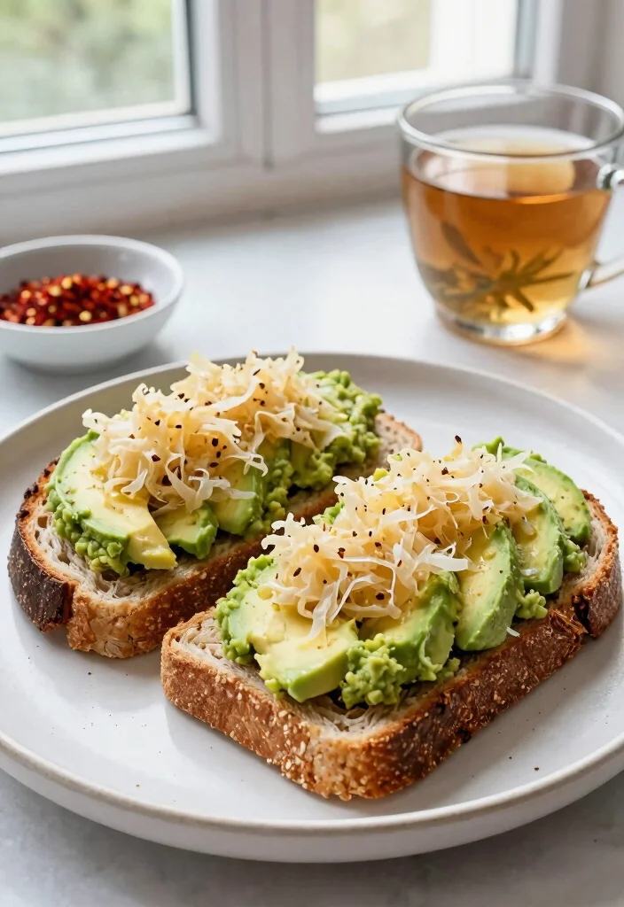 12 Gut-Healthy Recipes for Easy Nourishing Everyday Meals - 3. Sauerkraut and Avocado Toast