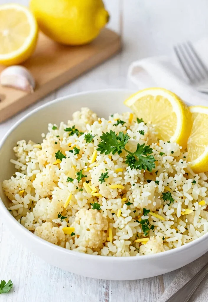 12 Keto Riced Cauliflower Recipes for Easy Low-Carb Sides - 4. Lemon Garlic Cauliflower Rice