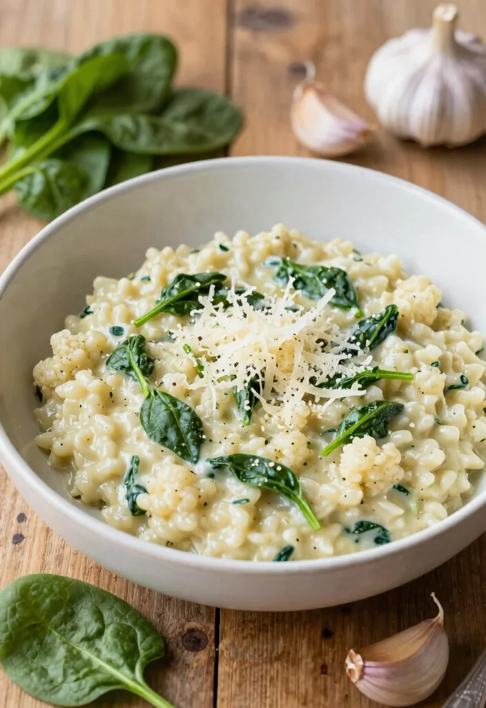 12 Keto Riced Cauliflower Recipes for Easy Low-Carb Sides - 6. Cauliflower Risotto with Spinach