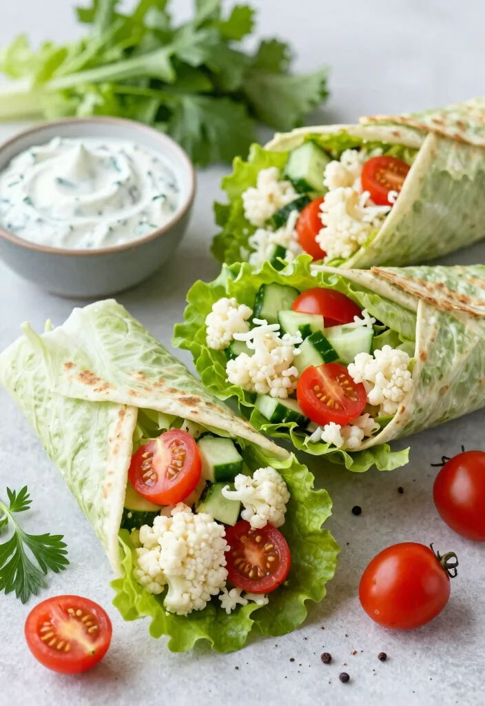 12 Keto Riced Cauliflower Recipes for Easy Low-Carb Sides - 9. Mediterranean Cauliflower Rice Wraps