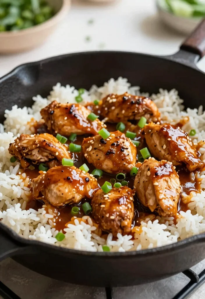 12 Skillet Dinner Recipes for Fast One-Pan Weeknight Meals - 11. Honey Garlic Chicken and Rice