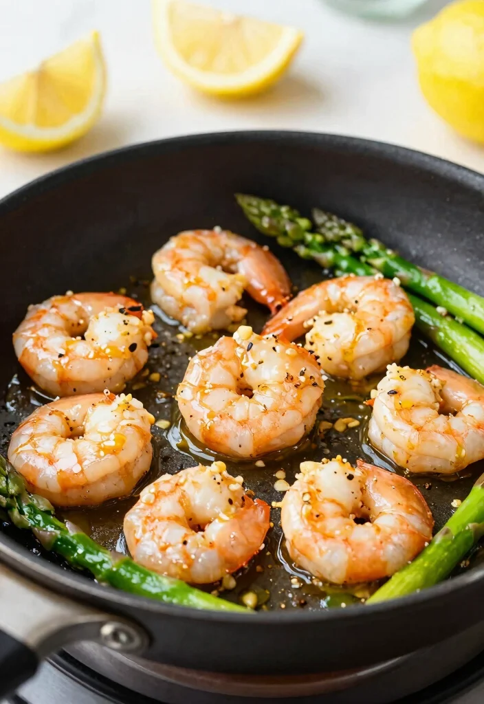 12 Skillet Dinner Recipes for Fast One-Pan Weeknight Meals - 8. Garlic Butter Shrimp and Asparagus