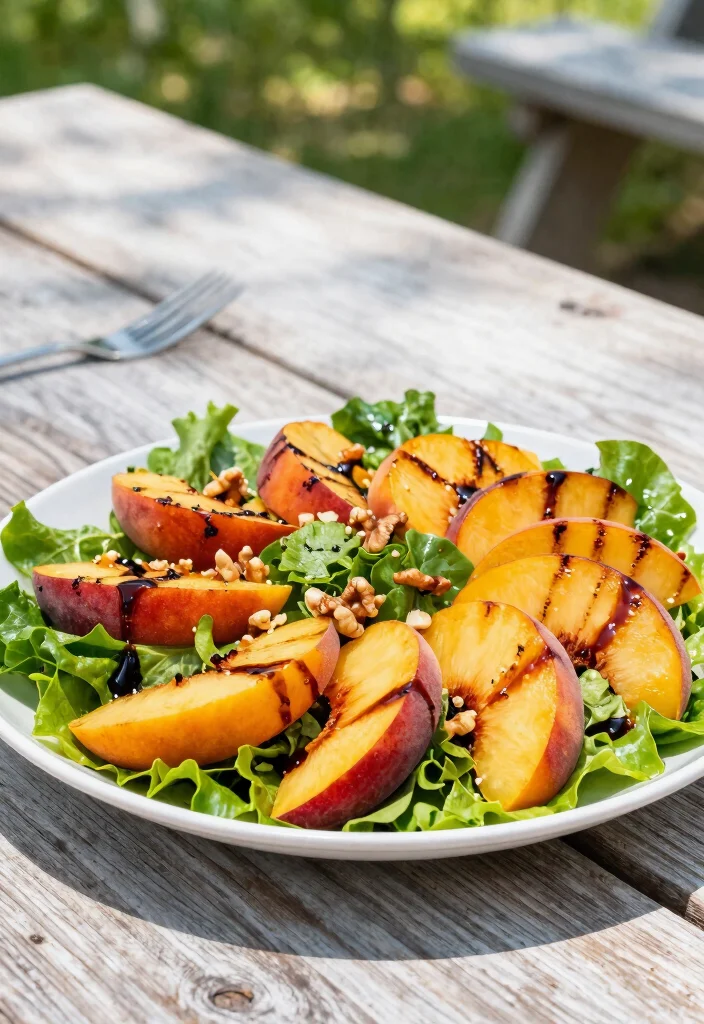 12 Summer Vegan Recipes for Fresh Light Seasonal Eating - 9. Grilled Peach Salad