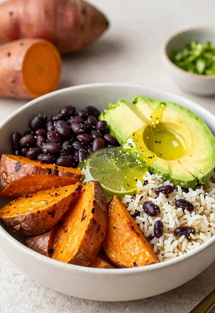 12 Vegan Rice Recipes for Easy Budget-Friendly Meals - 10. Sweet Potato and Black Bean Rice Bowl