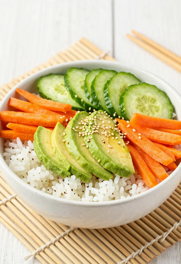 12 Vegan Rice Recipes for Easy Budget-Friendly Meals - 12. Vegetable Sushi Rice Bowl