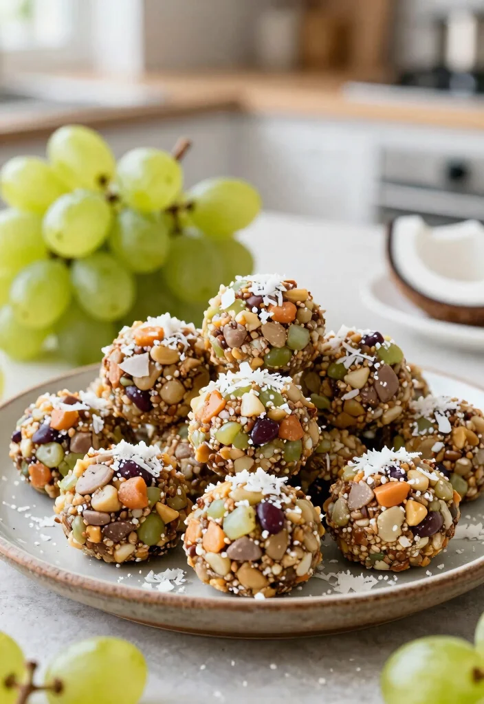 8 Grape Dessert Recipes for Fresh Simple Fruity Sweets - 4. Grape and Coconut Energy Bites